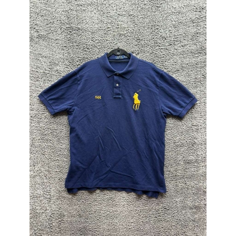 Polo Ralph Lauren Big Pony Embroidered Cotton Polo Shirt Navy‎ Blue Mens Size XL